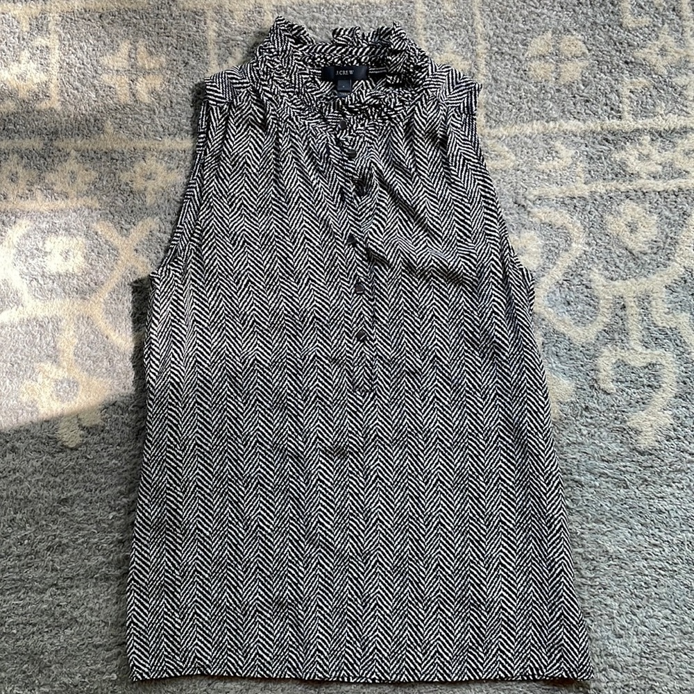 JCrew Herringbone silk sleeveless blouse size 0